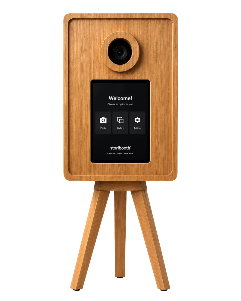 Storibooth wooden photo booth on a tripod